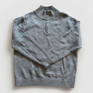 L.L.Bean Quarter Zip Sweater Mens XL Blue 100% Cotton Rib Knit Pullover